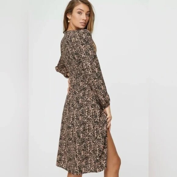 Aritzia Wilfred Gallery Dress in Almond Black Leopard Print Size Small - Picture 6 of 12